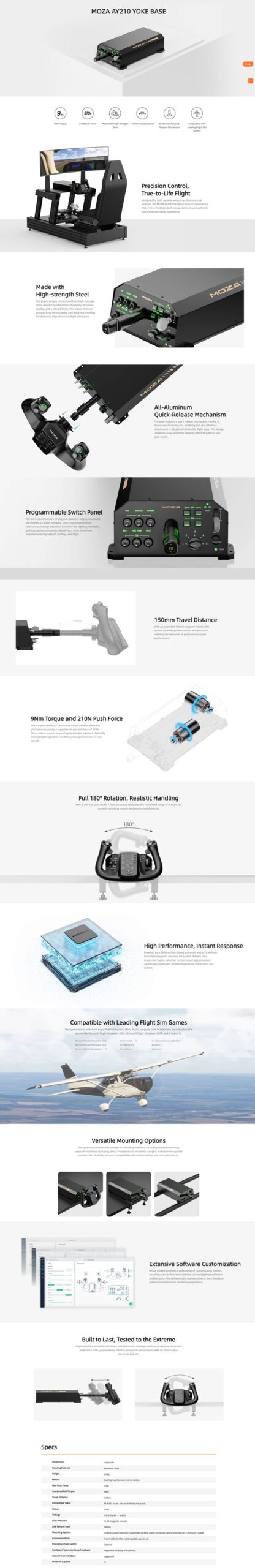 MOZA AY210 yoke base sim racing controller